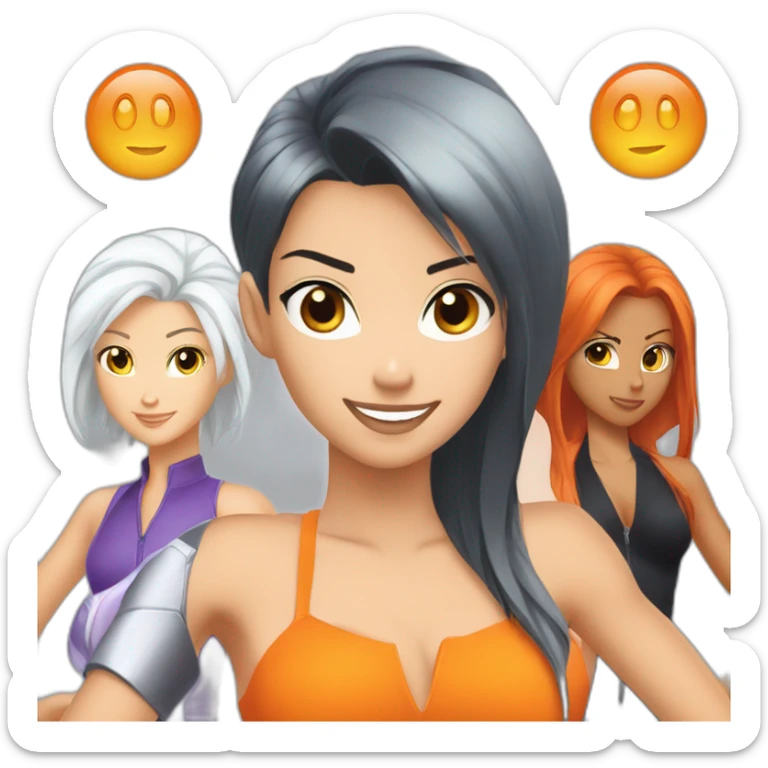 totally spies three girls white hair black hair orange hair sticker