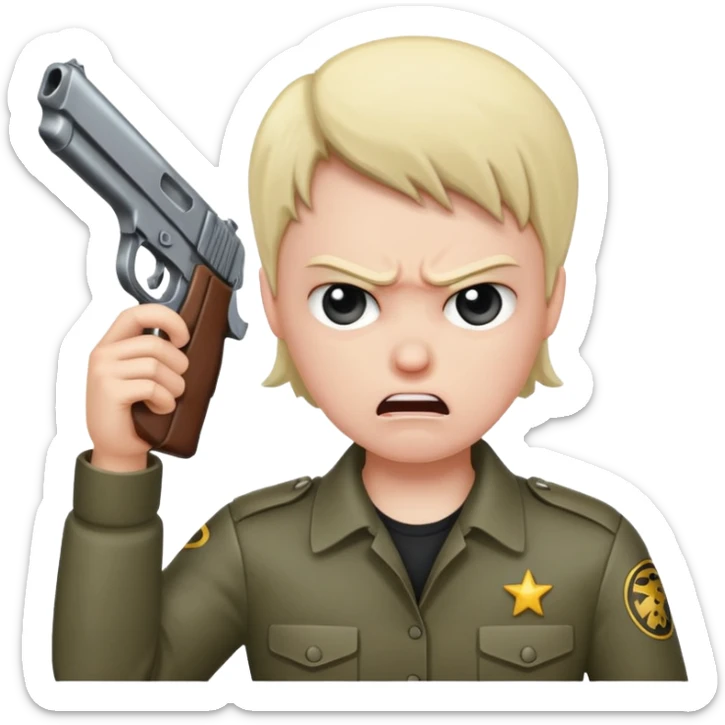 create a emoji where a mad/sad person is holding a gun to their head sticker