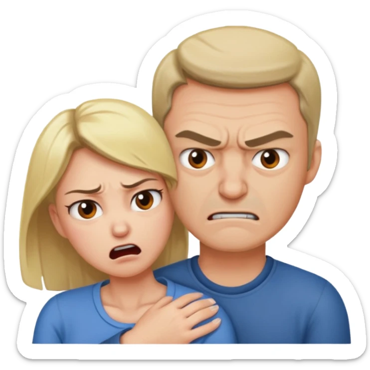 Une homme possessif qui essaye d’attraper le cou de sa femme sticker