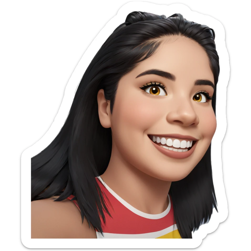 smiling girl with black hair sticker