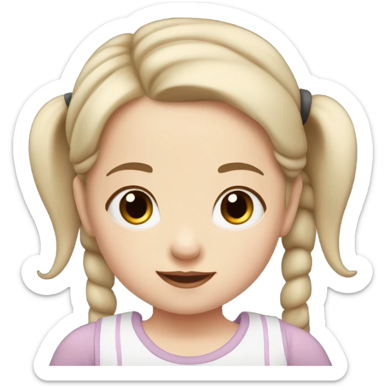 pale white toddler girl with brown straight pigtails and big black eyes not blonde sticker