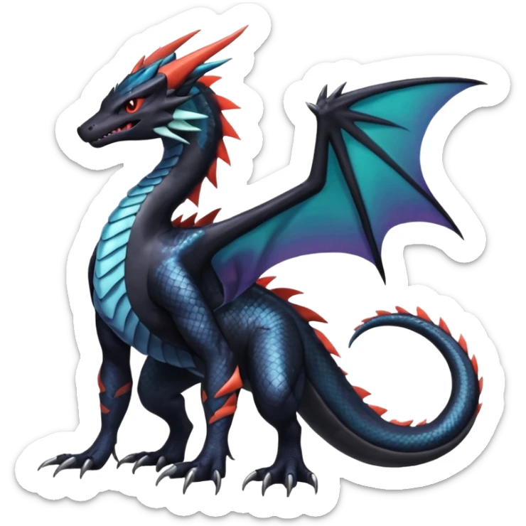 Shiny Cool epic badass handsome Nargacuga-Noivern-Salandit-fusion (full body) sticker