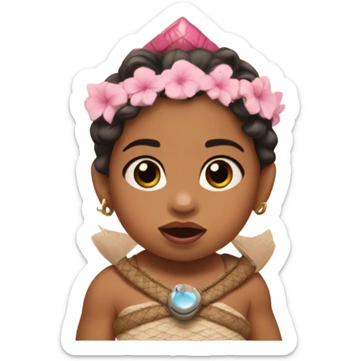 baby princess moana from the Disney movie with a pink pacifier in her mouth sticker
