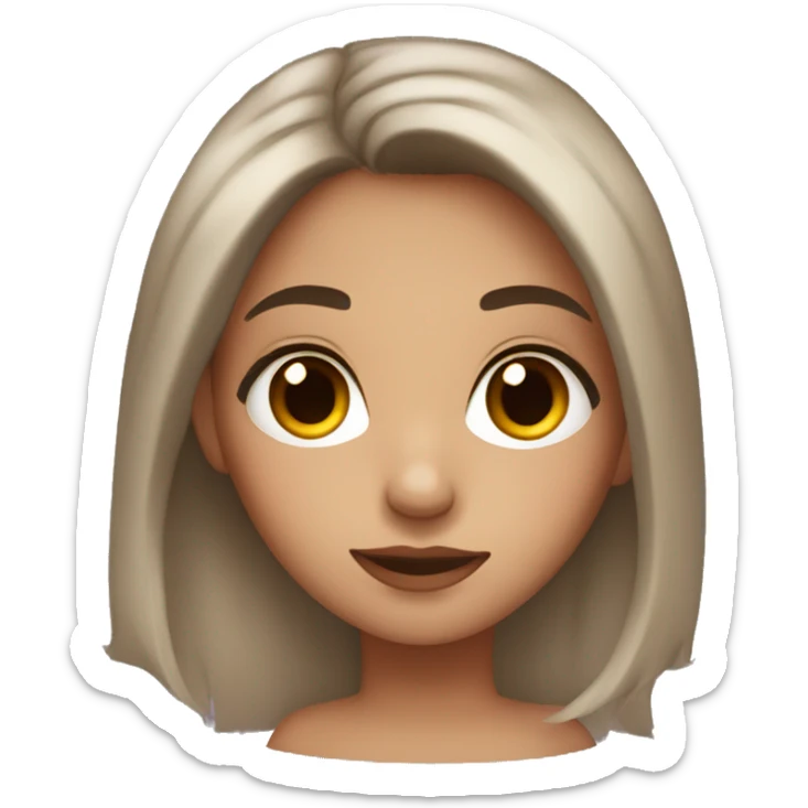 girl with dark brown hair and to red streaks in her hair, brown eyes and long eyelashes  sticker
