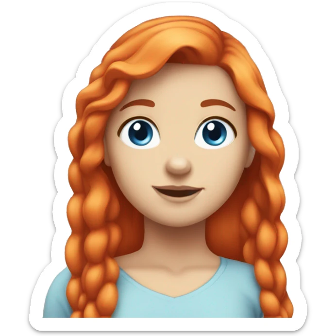 White girl with red and orange hair with blue eyes with her hair in a ponny tall sticker