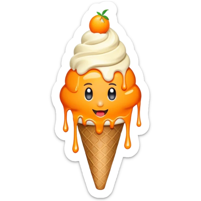 Poppi logo with an orange on the o and ice cream dripping off the i  sticker