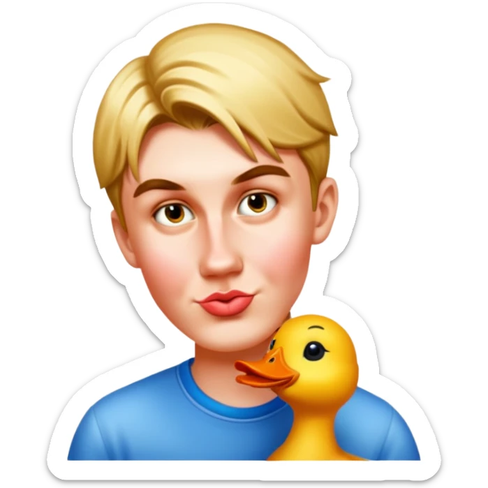boy making duck lips  sticker