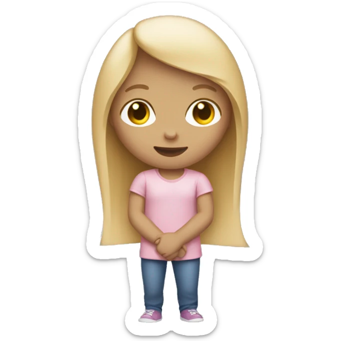 Girl with blonde straight hair sent heart in the arms sticker