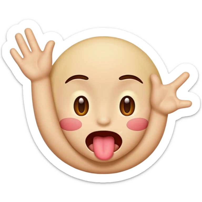 emoji with tongue out and hands to side of face sticker