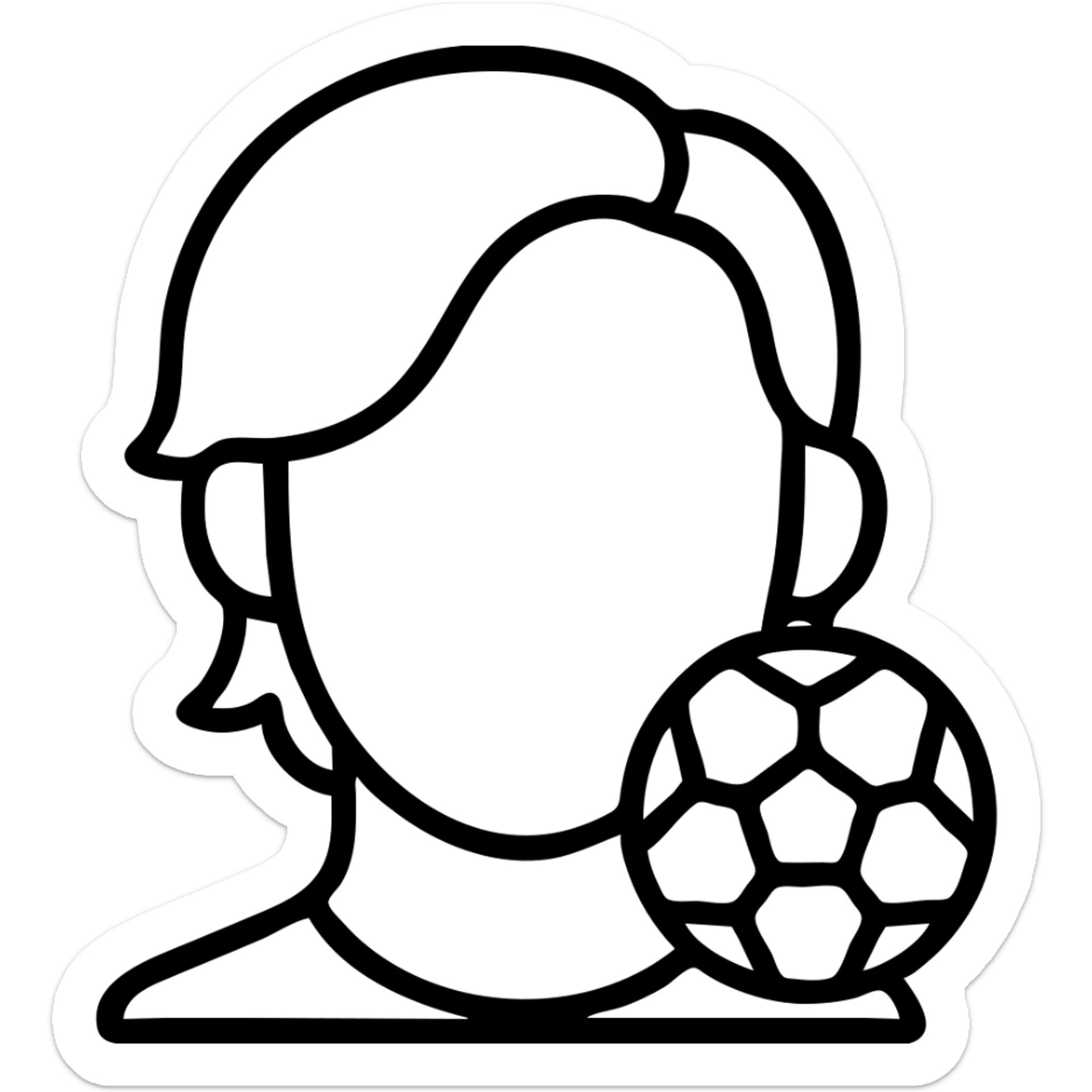 Add a football element to the Kenan Yildiz icon, keep the style minimal and outlined with no background. sticker
