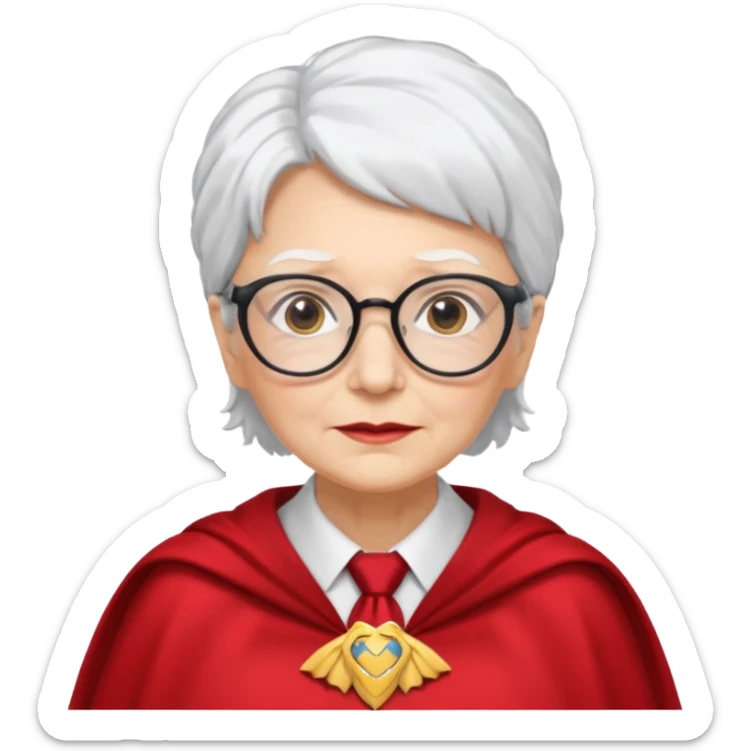 An older woman with glasses and white hair, in a red tie and cape (might resemble Professor McGonagall). sticker