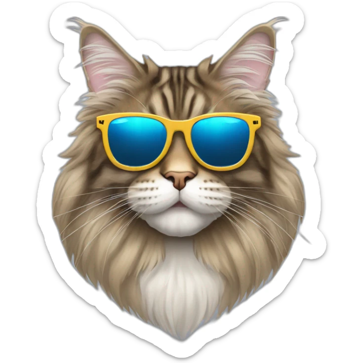 maine coon with sunglasses sticker
