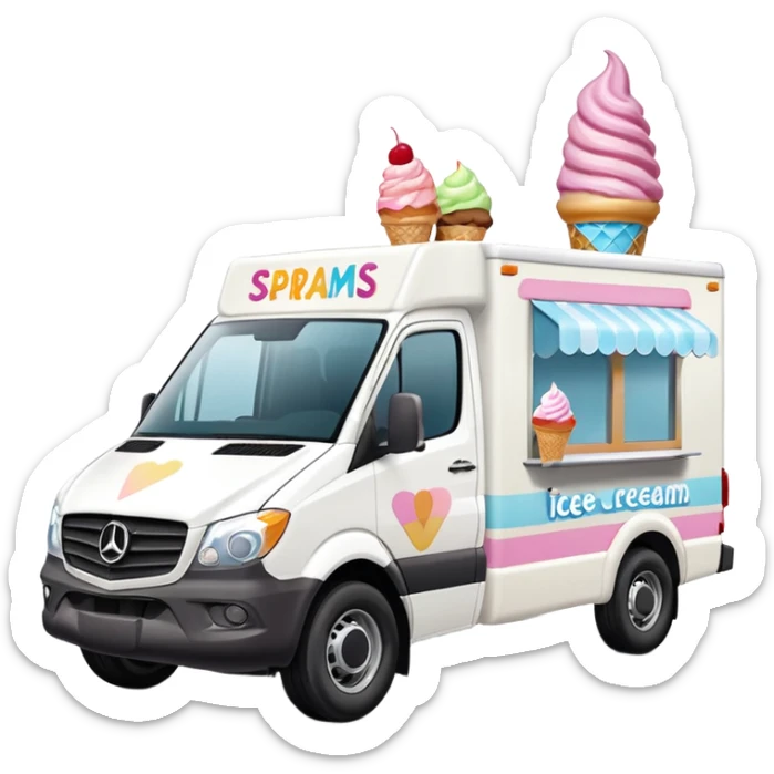 Extended body Sprinter 4500 van high roof delivery truck ice cream mobile  sticker