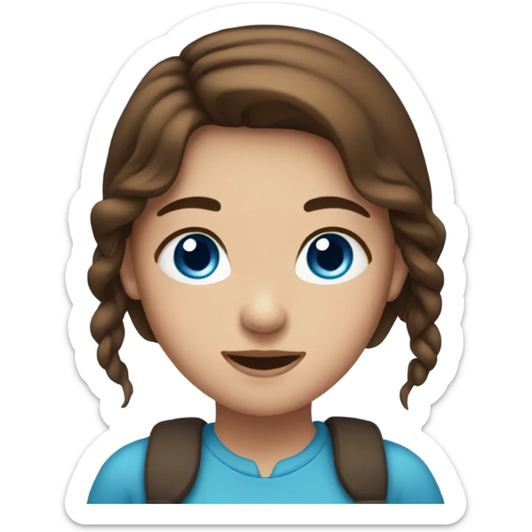 A girl with brown hair and blue eyes sticker