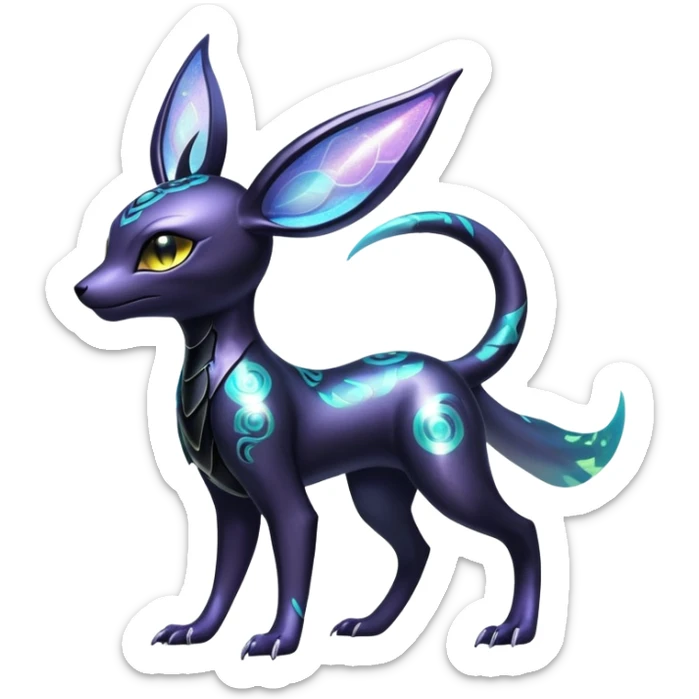 Shiny Ethereal Celestial Futuristic Modern Cyber-Salandit-Umbreon-Espeon-Hybrid (Full body) sticker