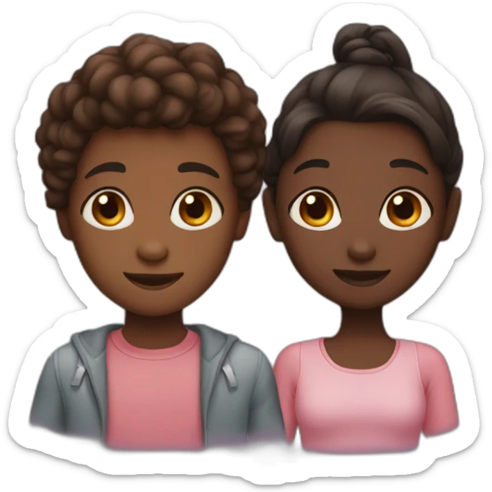 boy with dark skin and a girl with brown skin couple sticker