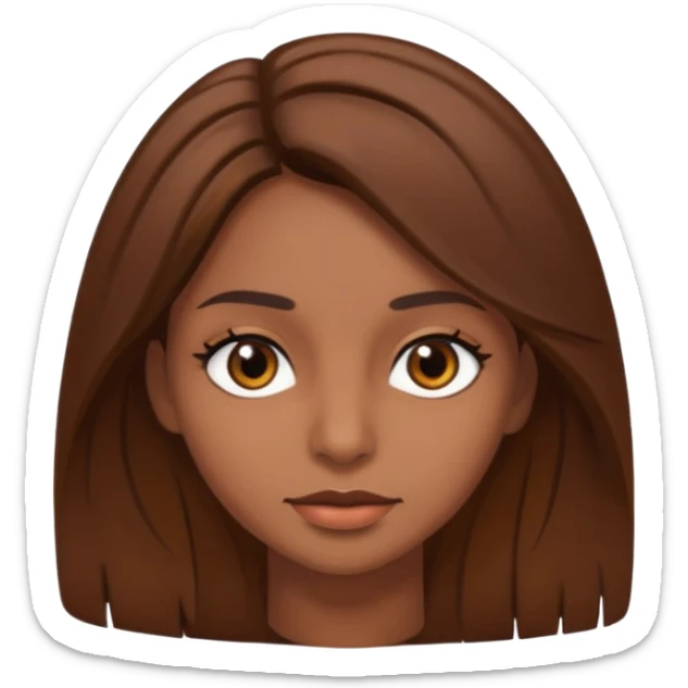 Chica morena con el pelo café medio largo en capas bonita con ojos negros  sticker