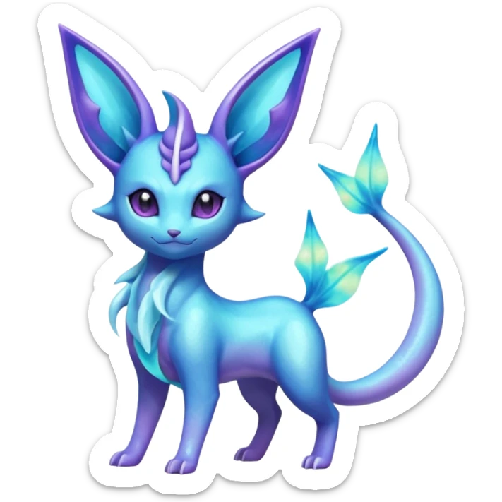 Shiny Nebulae Espeon-Lumineon-Vaporeon-Amaura-Dragonair-Fakémon-hybrid-creature (full body)  sticker