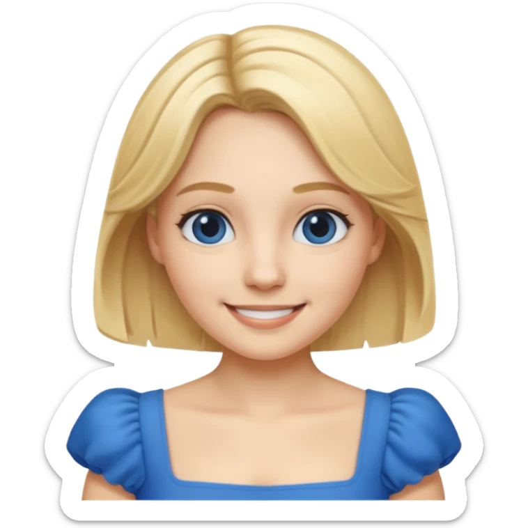 MAKE A ALICE AND THE WONDER LAND EMOJI WITH A BLUE DRESS AND BLOND HAIR sticker