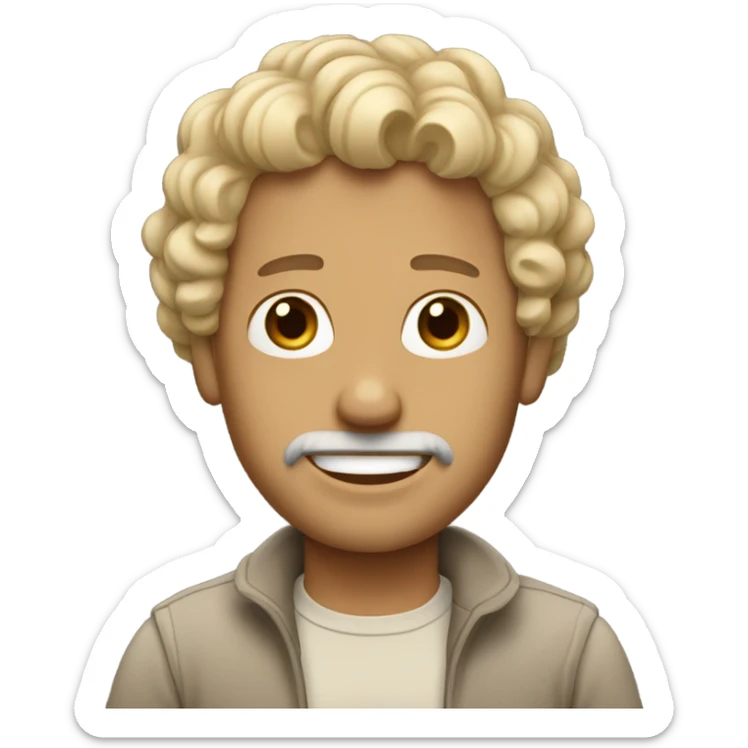 man with curly beige hair sticker
