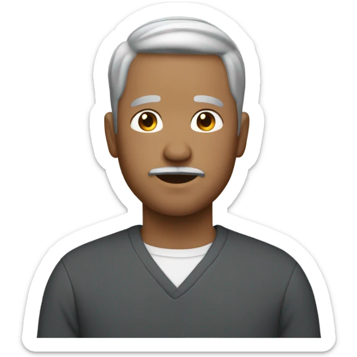 person with short hair, goatee, graying hair, not to white, round face sticker