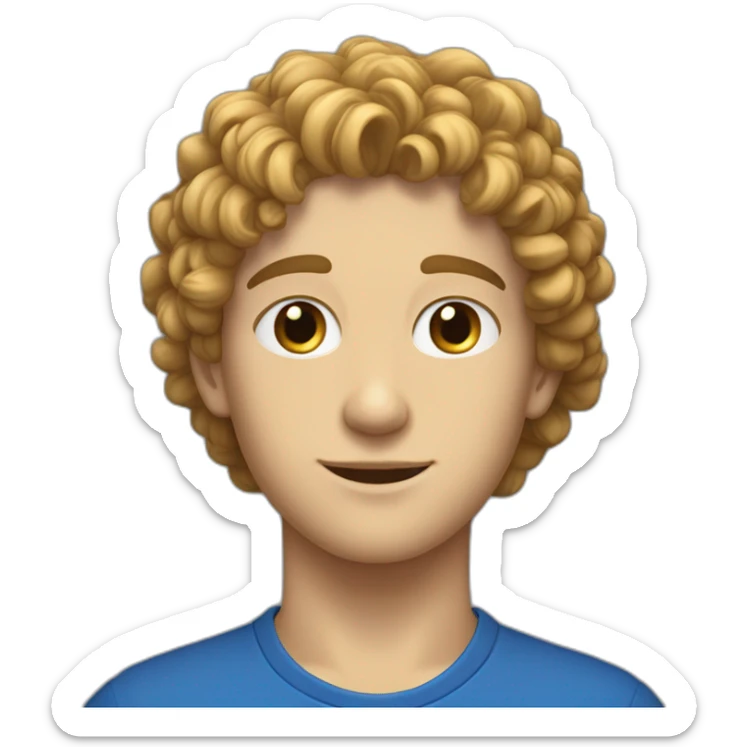 jeune homme avec des cheveux châtains bouclés, des yeux bleus clairs sticker