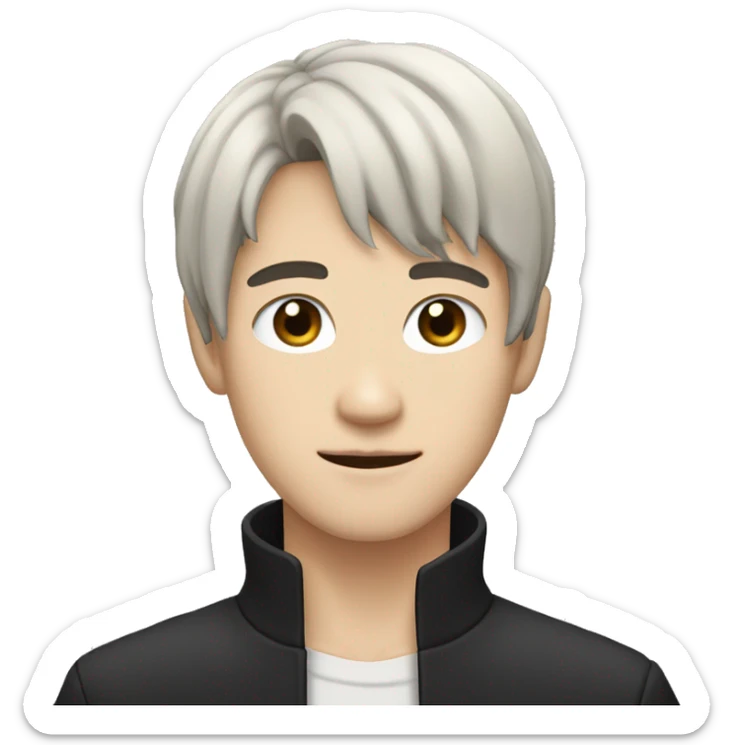 white skin color japanese man with black anime hair, make it from shoulders and create only one emoji sticker
