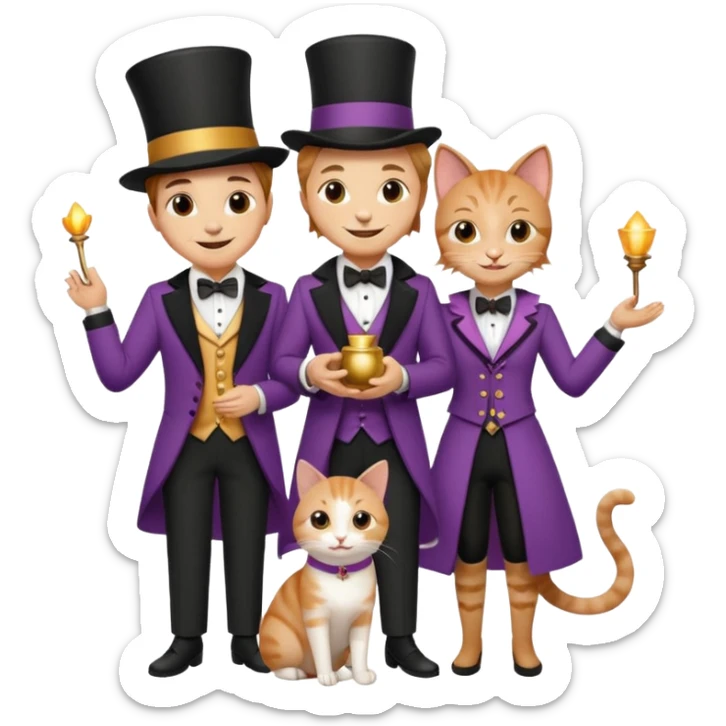 magician couple and th@ClashOfClansShopNo1eir pet cat sticker