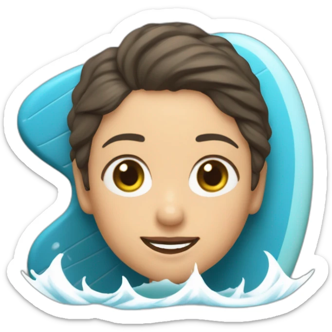 mujer de 30 años morena haciendo surf en las inundaciones de zaragoza sticker