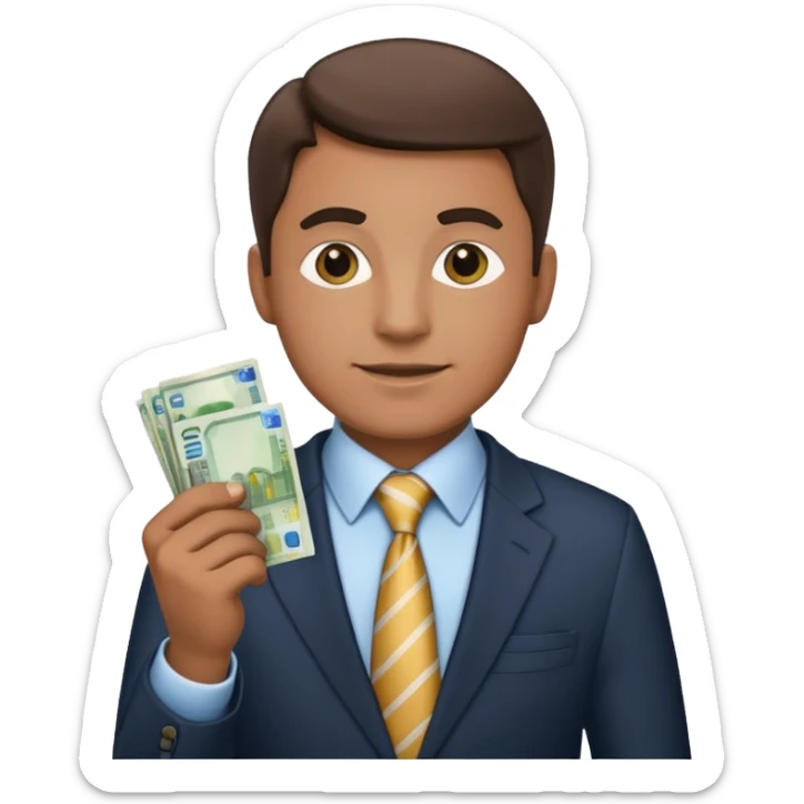 AN UNCLE with a tie in business clothes and with euro money
 sticker