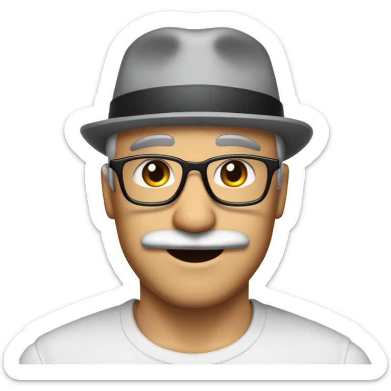 homme blanc sans cheveux avec un bonnet noir des lunettes et une moustache  sticker