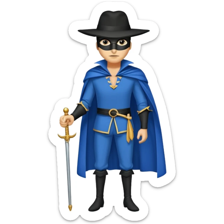 Zorro animal  quítale la máscara y pon en cuerpo completo alto y flaco con ropa azul  sticker