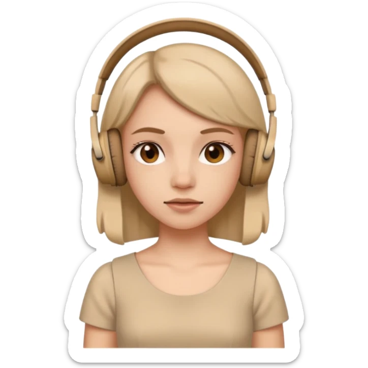 Girl wearing beige dress and ugly headphones  sticker