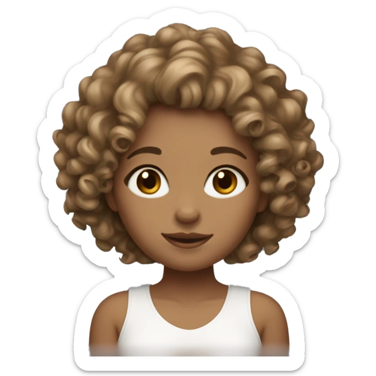 Girl , curly hair (3a-2c-3b) light brown hair , her skin white she had brown eyes and she’s pretty she puts makeup , and she’s short  sticker
