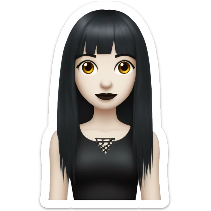 goth girl that has pale white skin and Long Dark Red hair and has fringe bangs sticker