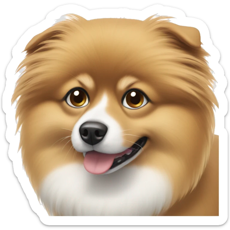 brow dog with a touch of white color a pomeranian sticker