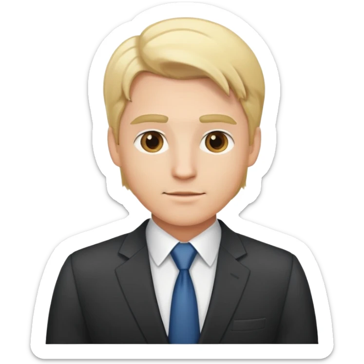 cartoon man with blonde hair in business suit sticker