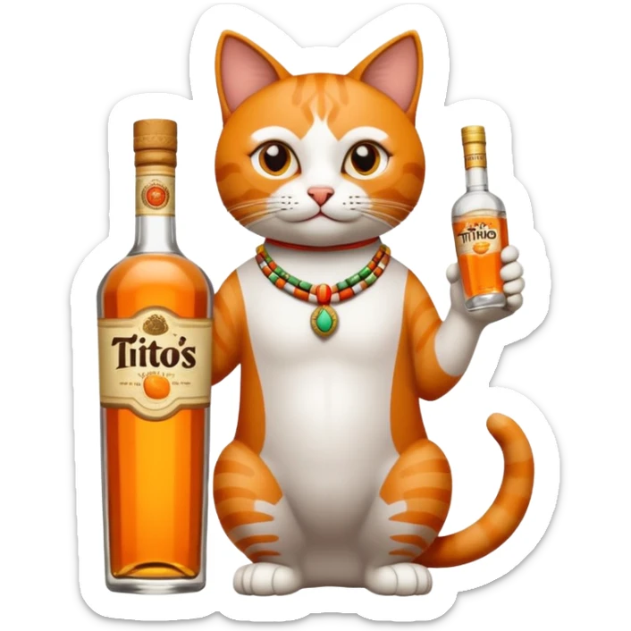 Mexican cat holding titos sticker