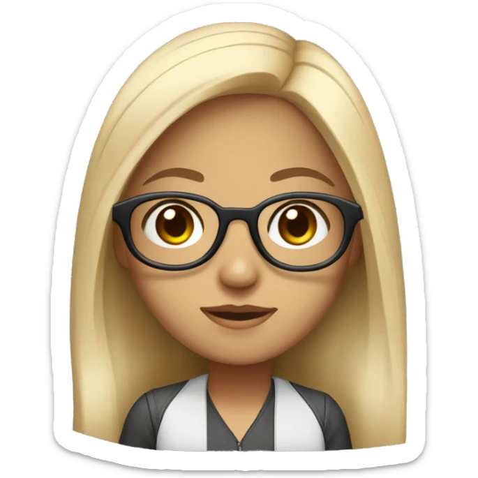 Girls who works as an ai engineer, big eyes, wear glasses, fair and long hairs, face only sticker