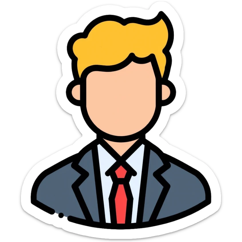 business man with blonde hair in suit and red tie sticker