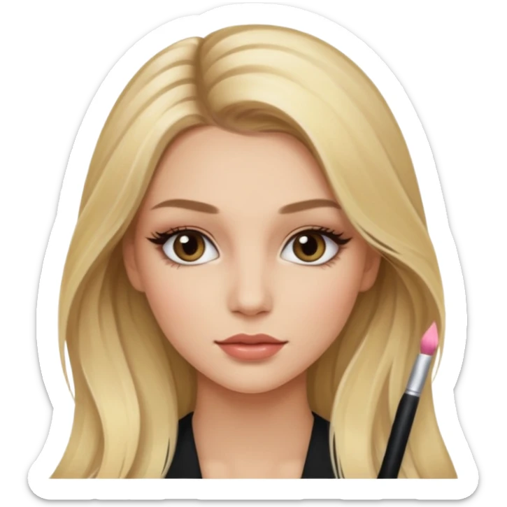 Blonde balayage long hair White young women with Long lashes and make Up  sticker