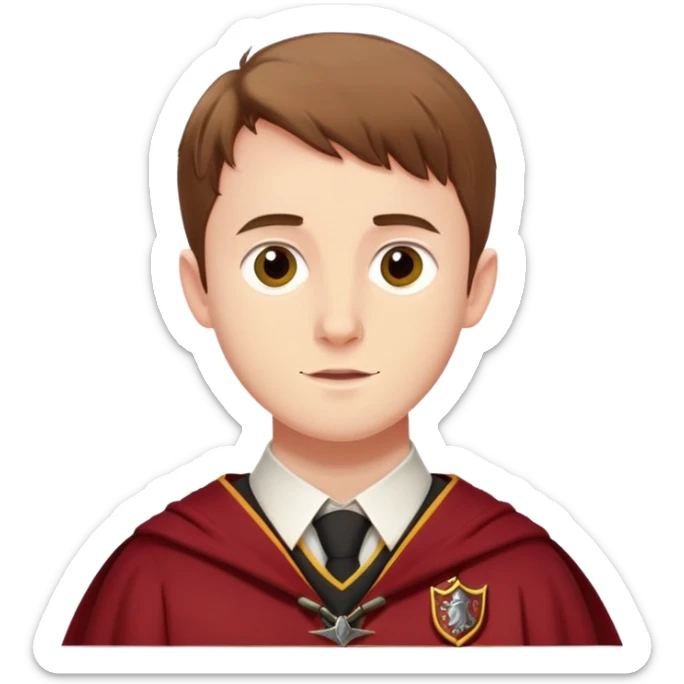 sean biggerstaff is Oliver Wood  in harry potter, wear hogwarts gryfindor uniform sticker