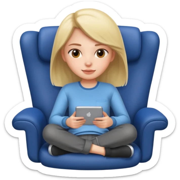 Cartoon faced girl relaxing in an office chair sticker