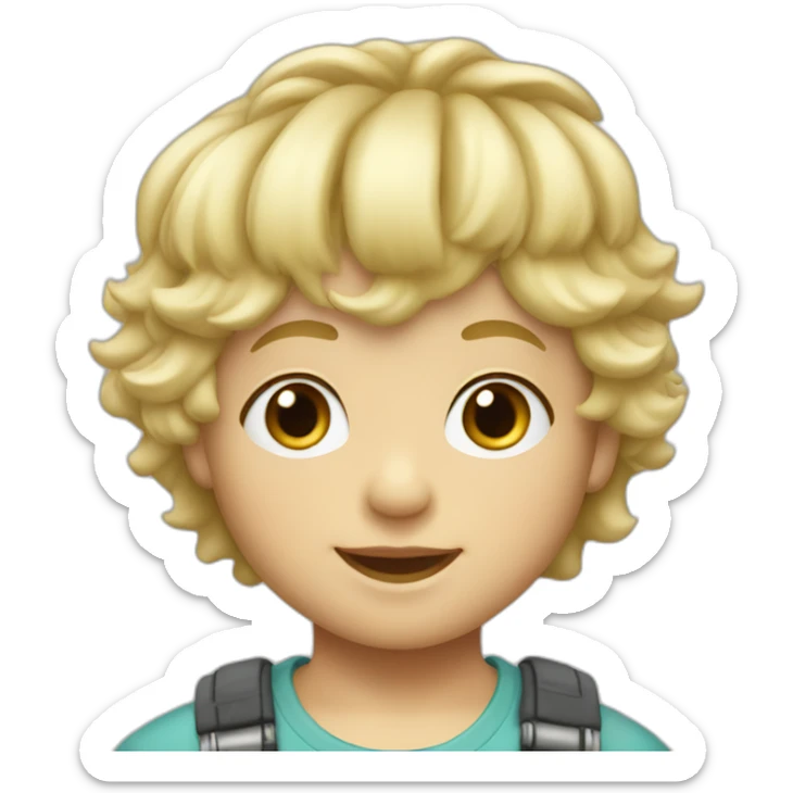 Toddler boy with short straight fringe and slightly blonde mullet hairstyle with ringlets sticker