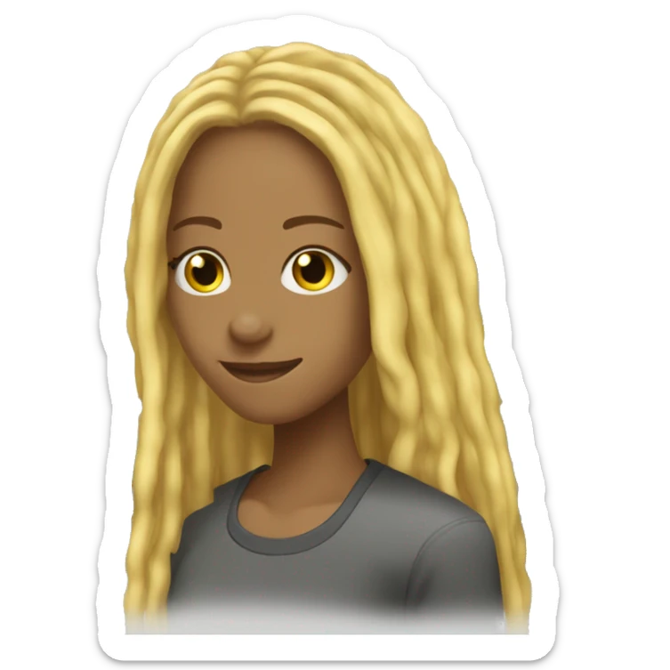 chevy camaro yellow girl with long blonde locs hair and a  smilel sticker