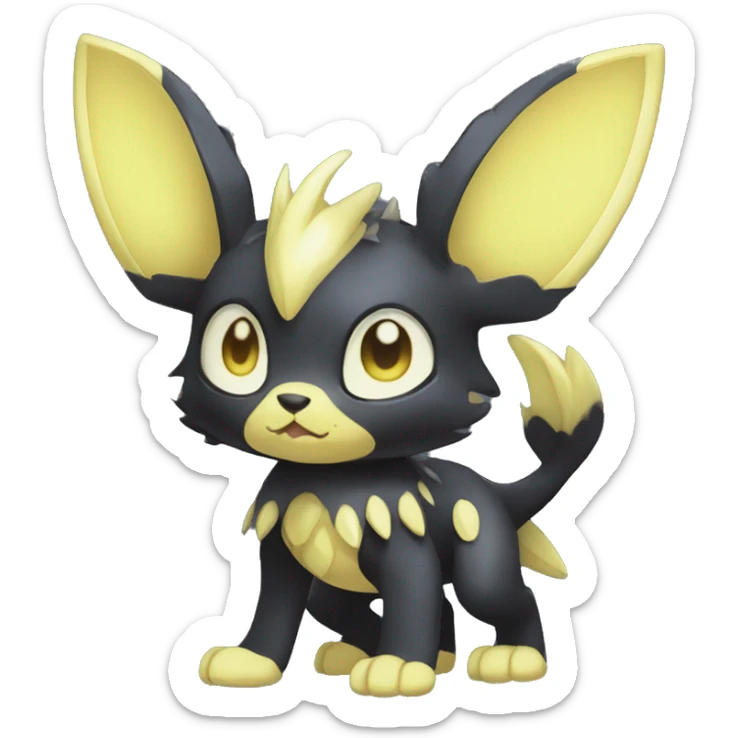 Cute cool shiny fantasy dark-shadow-themed animal hybrid Fakemon full body sticker