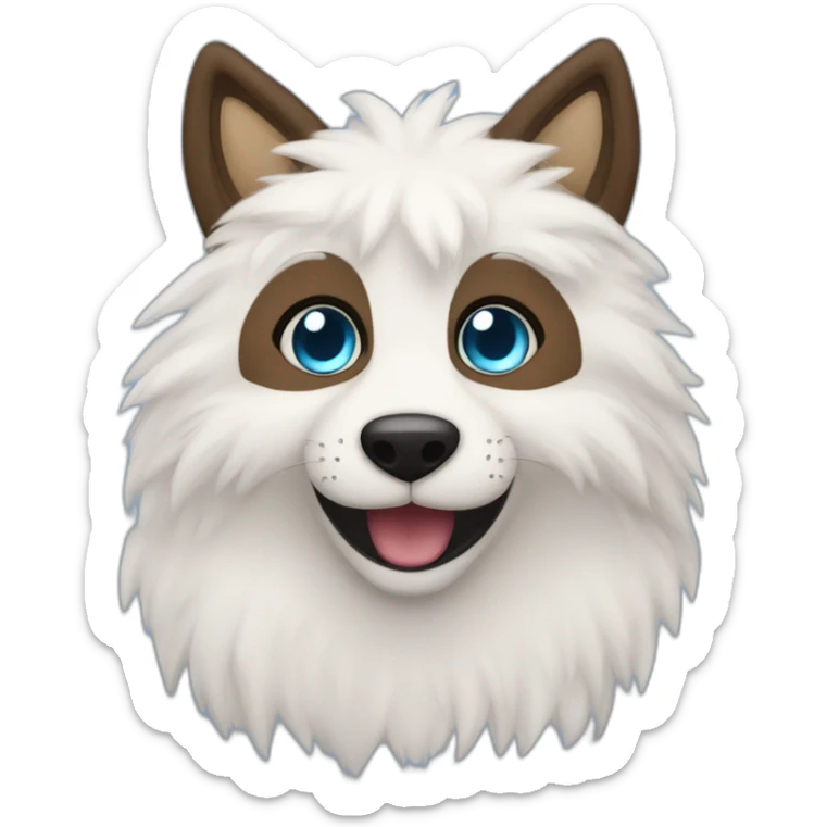 Crea un emoji furry azul con pelo cafe y ojos cafés (furry fandom) sticker