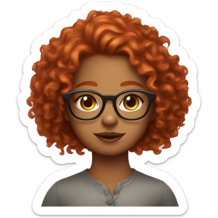 make a cute redhead curly girl with freckles wearing glasses emoji that looks like a fox sticker