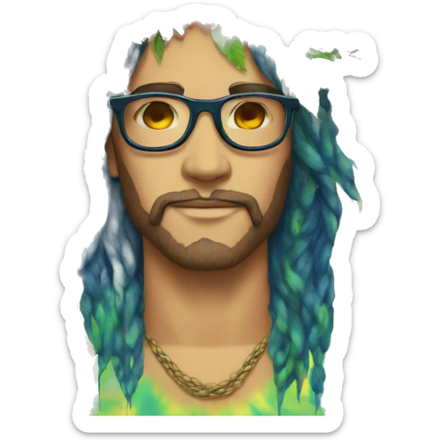 Tie dye hippie person flower crown tattoos hemp leaves sticker