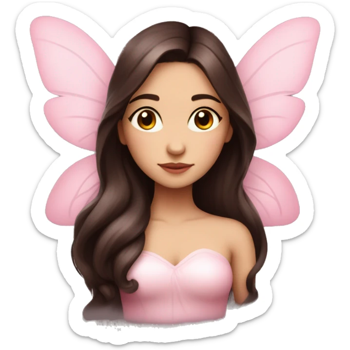 Beautiful, rose, fairy, pink, long dark brown hair, big wings, fair skin sticker